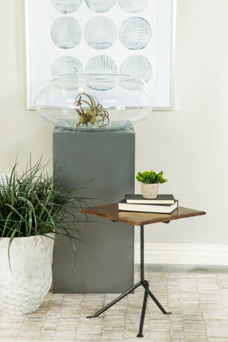 Coaster Heitor Square Accent Table with Tripod Legs Dark Brown and Gunmetal Model 931206