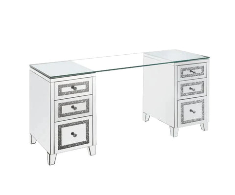 Noralie Clear Glass, Mirrored & Faux Diamonds Writing Desk Model 93124 By ACME Furniture