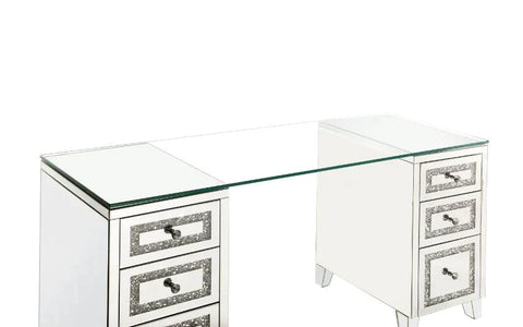 Noralie Clear Glass, Mirrored & Faux Diamonds Writing Desk Model 93124 By ACME Furniture