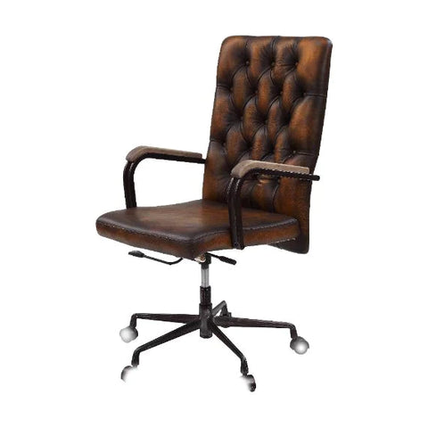 Noknas Brown Lether Office Chair Model 93175 By ACME Furniture