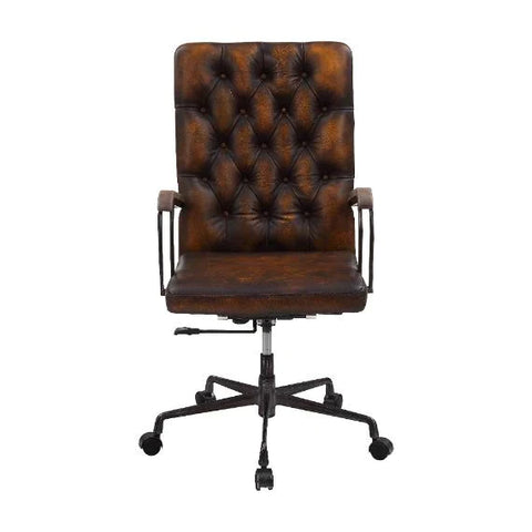 Noknas Brown Lether Office Chair Model 93175 By ACME Furniture