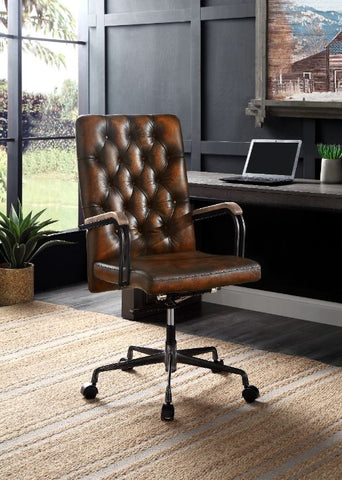 ACME Noknas Brown Top Grain Leather Noknas Office Chair Model 93175