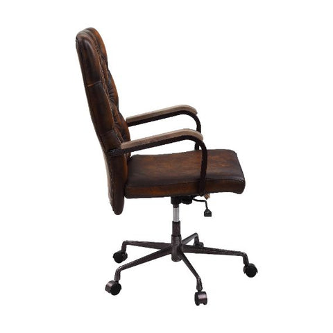 ACME Noknas Brown Top Grain Leather Noknas Office Chair Model 93175