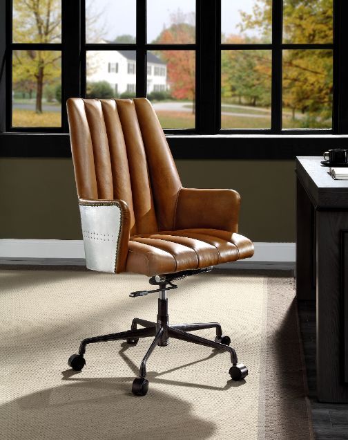 Salvol Sahara Leather & Aluminum Office Chair Model 93176 By ACME Furniture