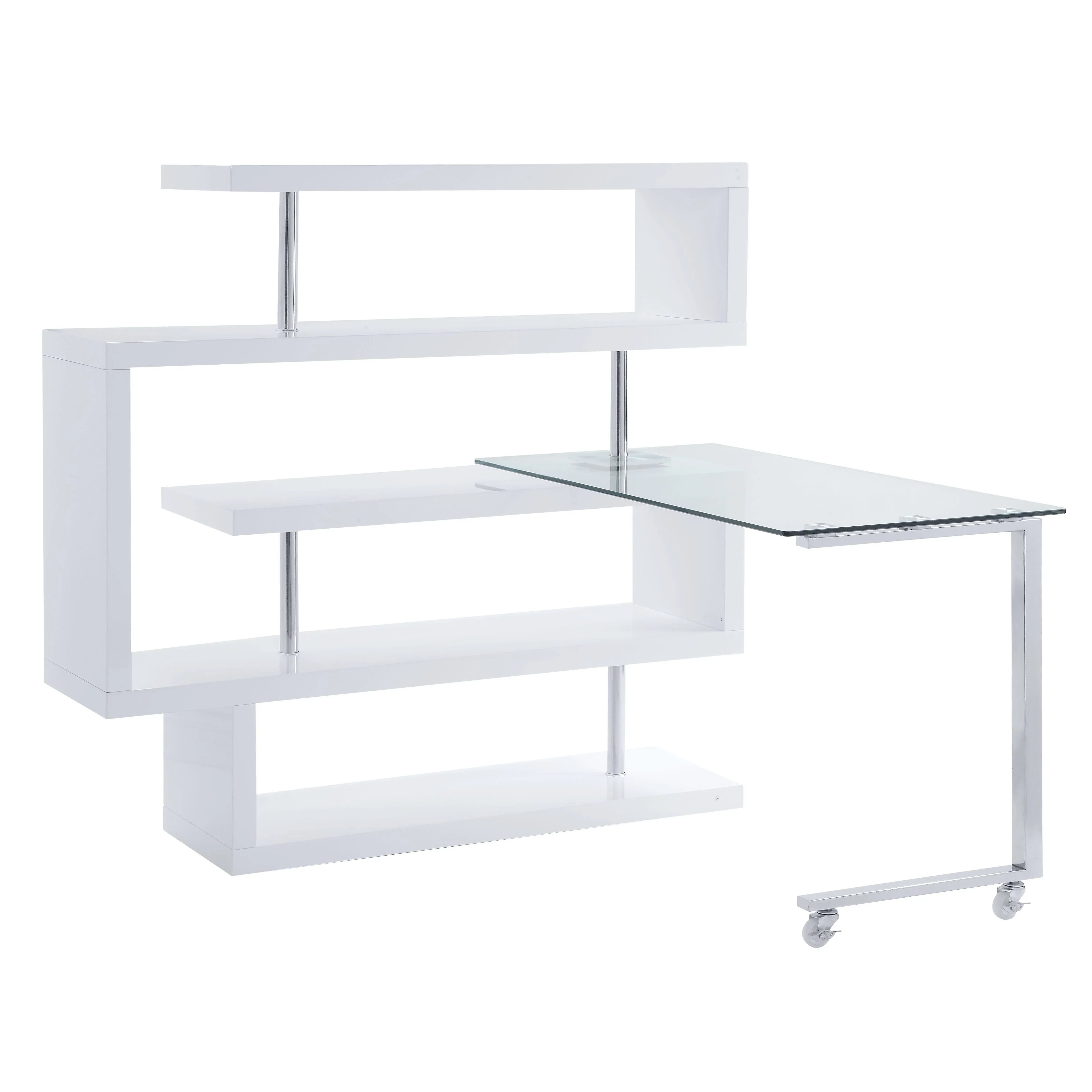 Raceloma Clear Glass, White & Chrome Finish Writing Desk Model 93179 By ACME Furniture