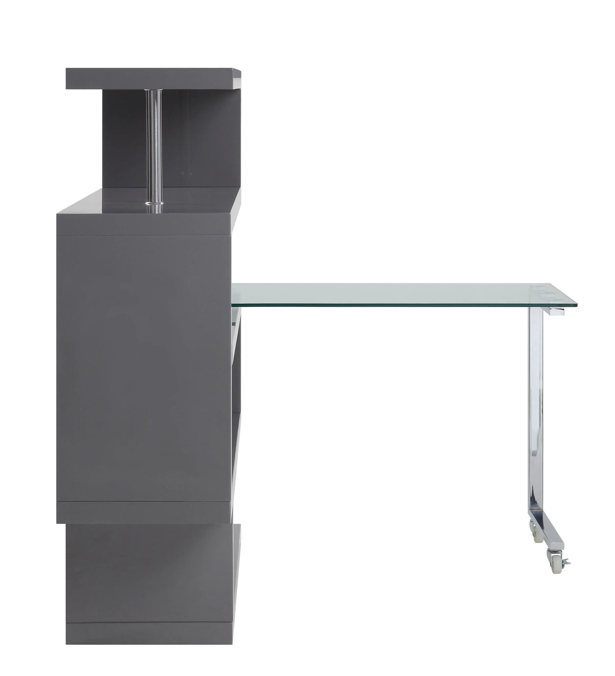 Raceloma Clear Glass, Gray & Chrome Finish Writing Desk Model 93181 By ACME Furniture