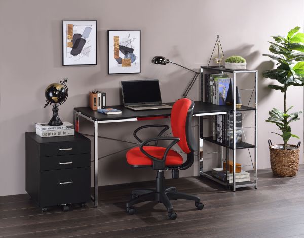 Tennos Black & Chrome Finish Writing Desk Model 93195 By ACME Furniture