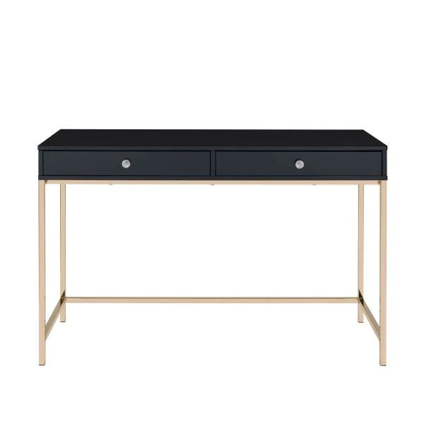 Ottey Black High Gloss & Gold Finish Writing Desk Model 93540 By ACME Furniture