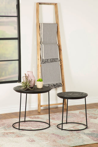 Coaster Loannis 2-piece Round Nesting Table Matte Black Model 935842