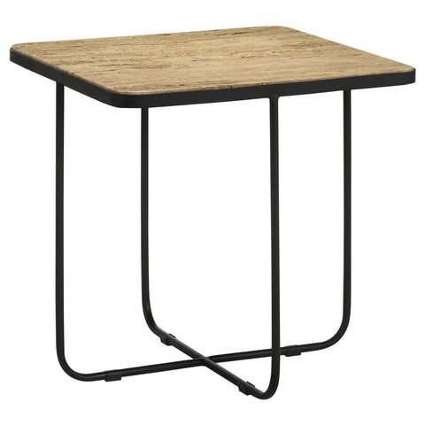 Coaster Elyna Square Accent Table Travertine and Black Model 935855