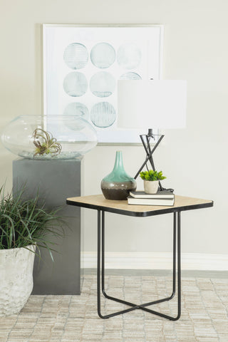 Coaster Elyna Square Accent Table Travertine and Black Model 935855