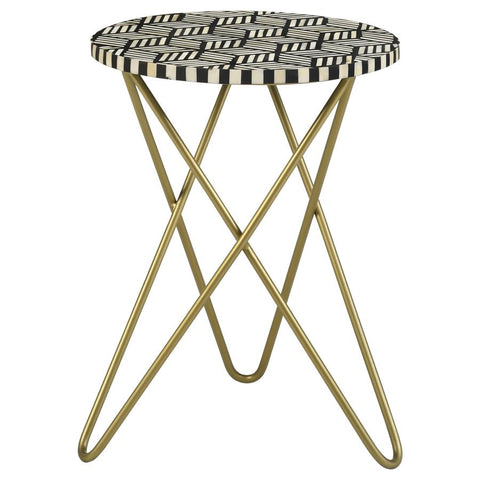 Coaster Xenia Round Accent Table with Hairpin Legs Black and White Model 935878