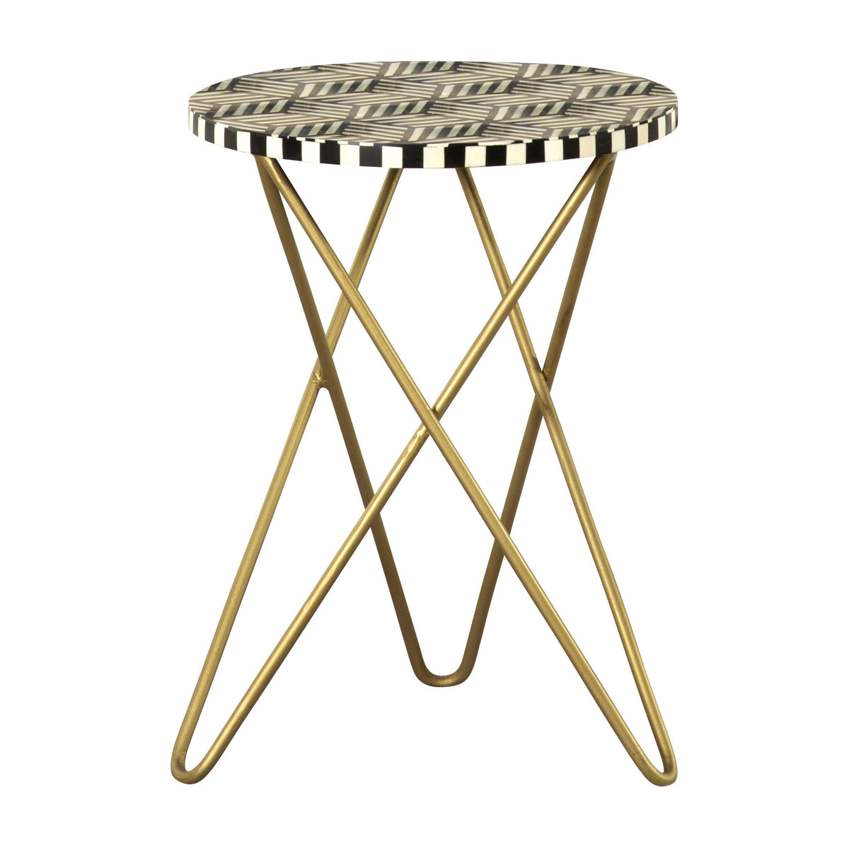 Coaster Xenia Round Accent Table with Hairpin Legs Black and White Model 935878