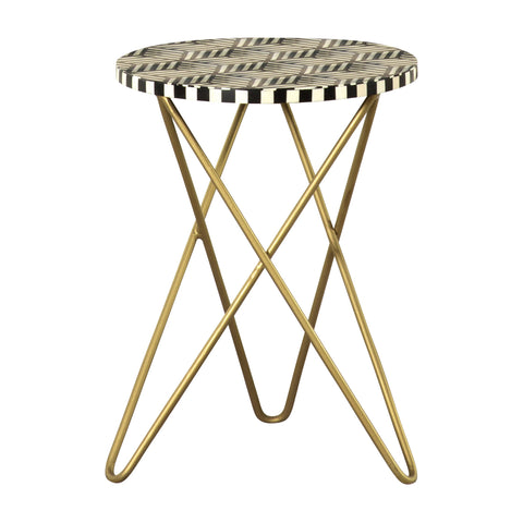 Coaster Xenia Round Accent Table with Hairpin Legs Black and White Model 935878
