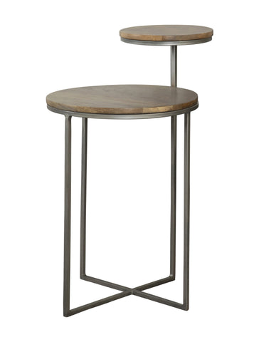 Coaster Yael Round Accent Table Natural and Gunmetal Model 935980