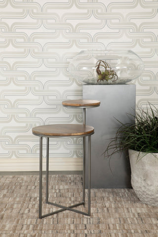 Coaster Yael Round Accent Table Natural and Gunmetal Model 935980