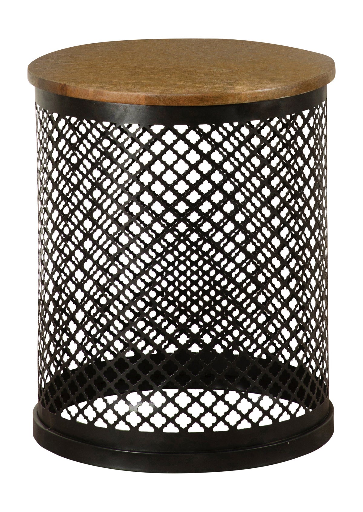 Coaster Aurora Round Accent Table with Drum Base Natural and Black Model 935990