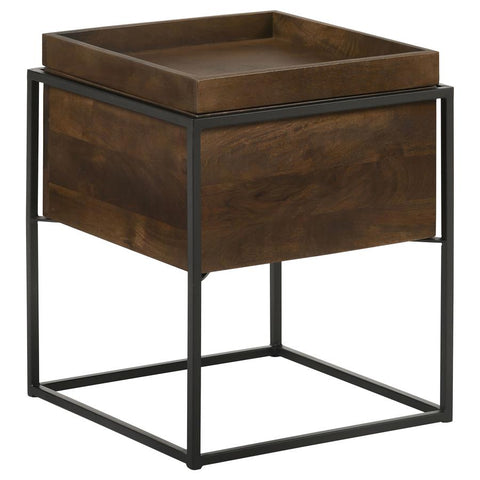 Coaster Ondrej Square Accent Table with Removable Top Tray Dark Brown and Gunmetal Model 936007