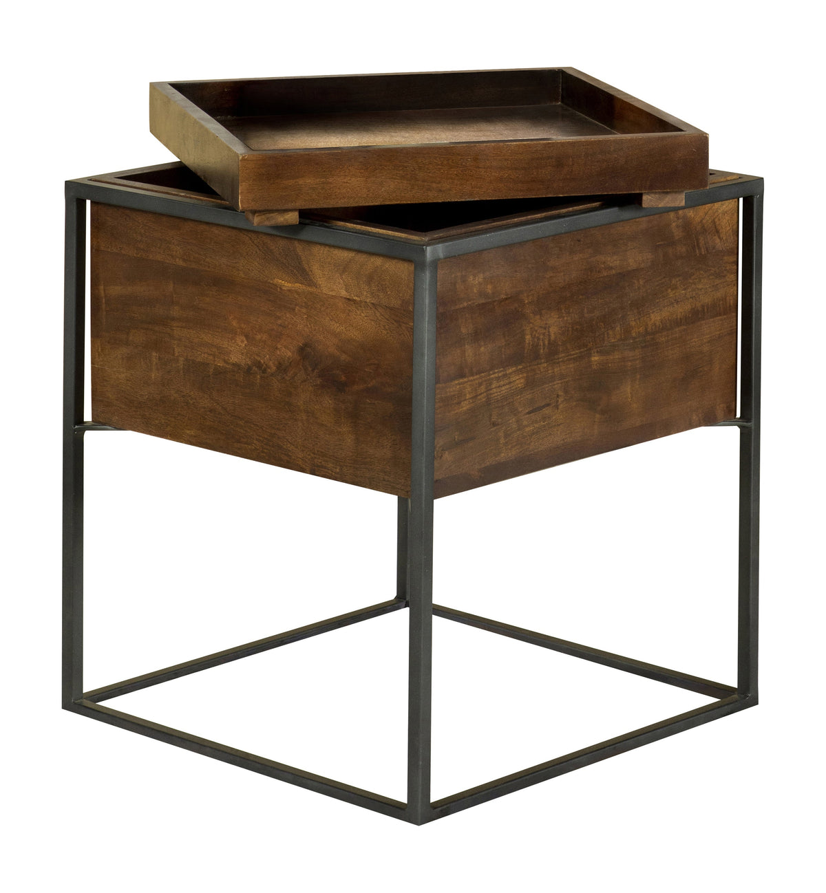 Coaster Ondrej Square Accent Table with Removable Top Tray Dark Brown and Gunmetal Model 936007