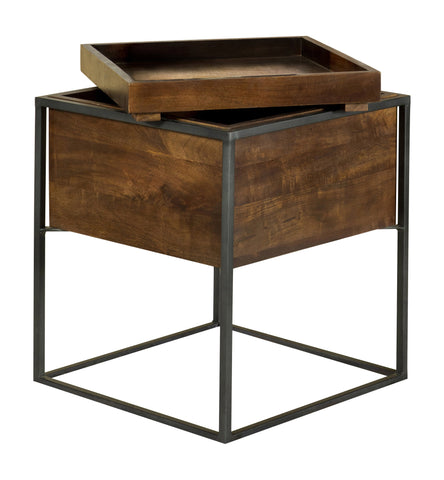 Coaster Ondrej Square Accent Table with Removable Top Tray Dark Brown and Gunmetal Model 936007