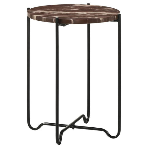 Coaster Latifa Round Accent Table with Marble Top Red and Black Model 936010