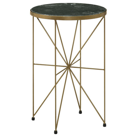 Coaster Eliska Round Accent Table with Marble Top Green and Antique Gold Model 936061