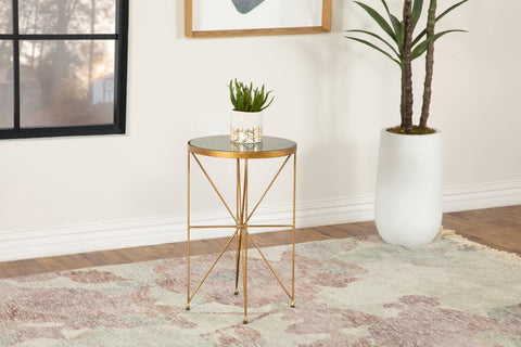 Coaster Eliska Round Accent Table with Marble Top Green and Antique Gold Model 936061