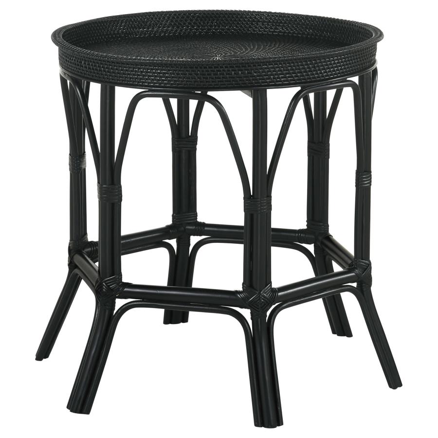 Coaster Antonio Round Rattan Tray Top Accent Table Black Model 936069