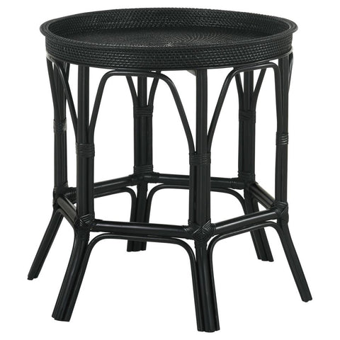 Coaster Antonio Round Rattan Tray Top Accent Table Black Model 936069