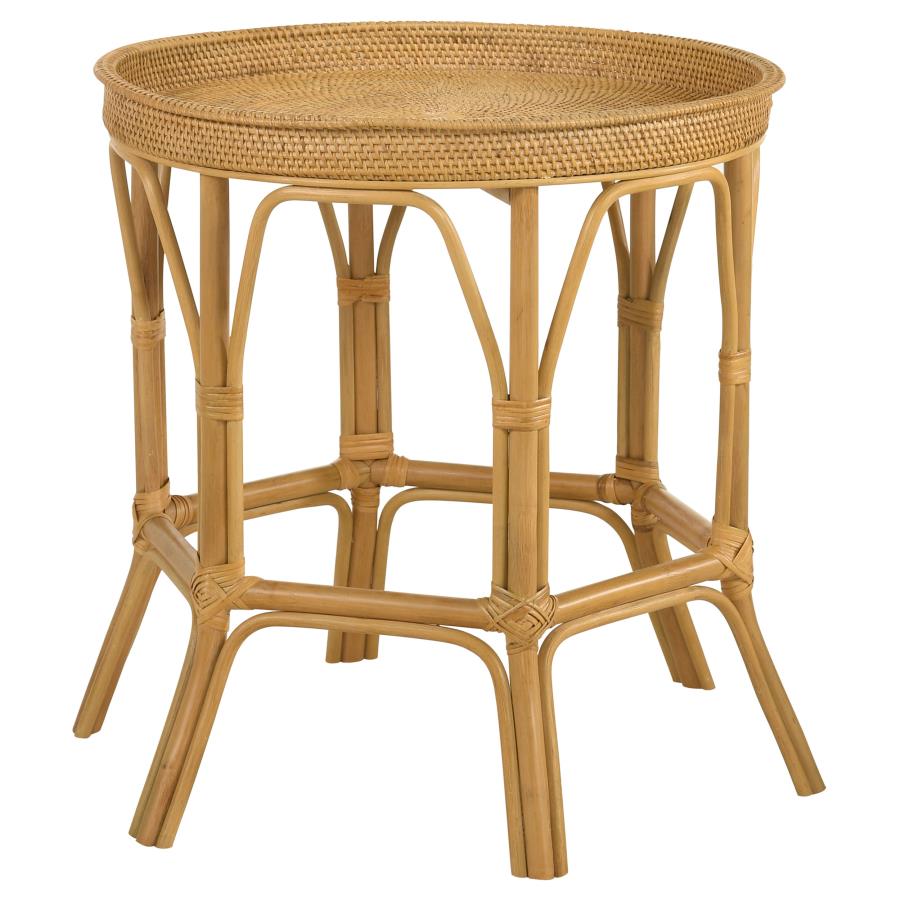 Coaster Antonio Round Rattan Tray Top Accent Table Natural Model 936070