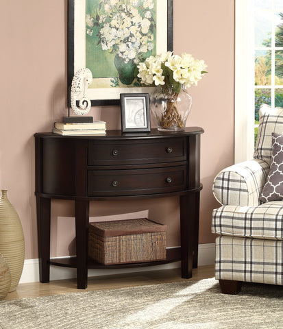Coaster Diane 2-drawer Demilune Shape Console Table Cappuccino Model 950156