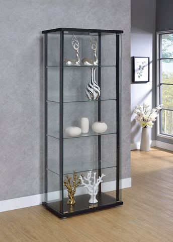 Coaster Delphinium 5-shelf Glass Curio Cabinet Black and Clear Model 950170