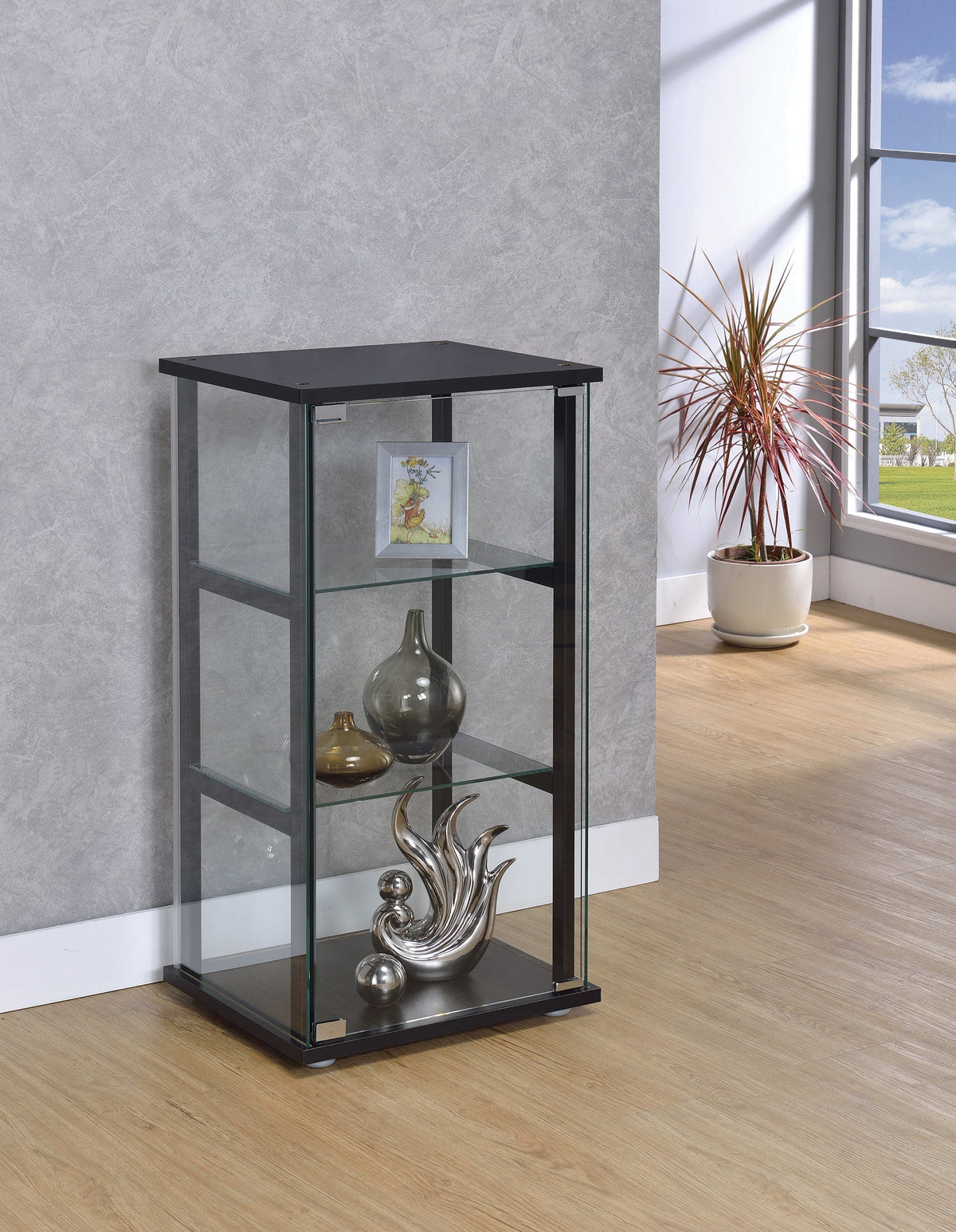 Coaster Cyclamen 3-shelf Glass Curio Cabinet Black and Clear Model 950179