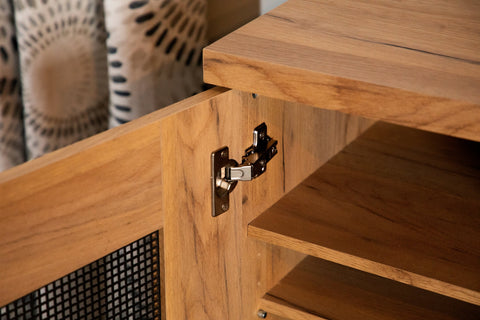 Coaster Bristol Metal Mesh Door Accent Cabinet Golden Oak Model 951107