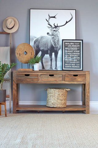 Coaster Esther 3-drawer Storage Console Table Natural Sheesham Model 952853