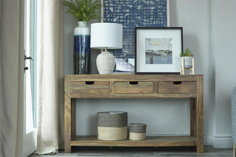 Coaster Esther 3-drawer Storage Console Table Natural Sheesham Model 952853