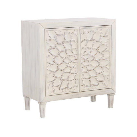 Coaster Clarkia Accent Cabinet with Floral Carved Door White Model 953347