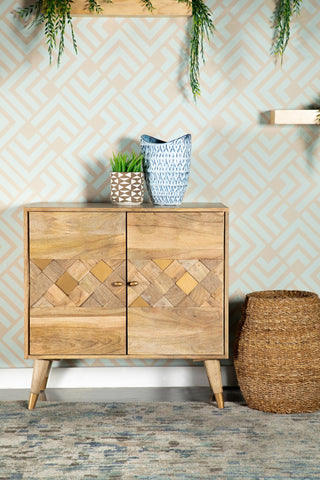 Coaster Alyssum Checkered Pattern 2-door Accent Cabinet Natural Model 953459