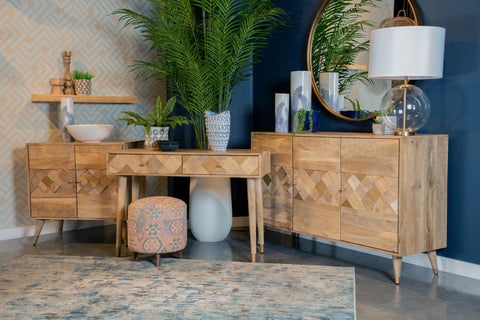 Coaster Alyssum Checkered Pattern 3-door Accent Cabinet Natural Model 953460