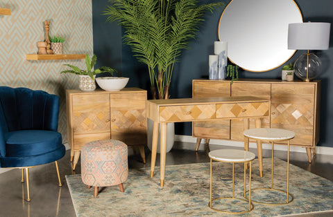 Coaster Alyssum Checkered Pattern 3-door Accent Cabinet Natural Model 953460