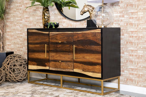 Coaster Zara 2-drawer Accent Cabinet Black Walnut and Gold Model 953466