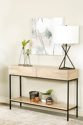 Coaster Rubeus 2-drawer Console Table with Open Shelf White Washed Model 959541