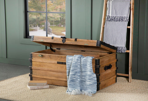 Coaster Simmons Rectangular Storage Trunk Natural and Black Model 959553