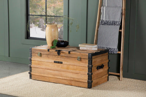 Coaster Simmons Rectangular Storage Trunk Natural and Black Model 959553