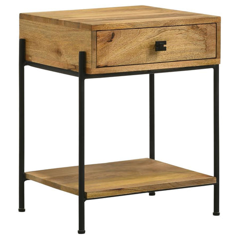 Coaster Declan 1-drawer Accent Table with Open Shelf Natural Mango and Black Model 959556