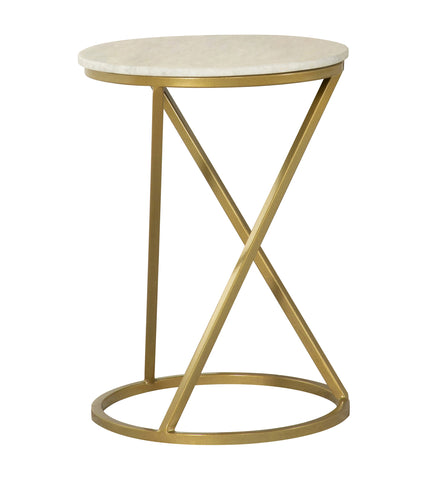 Coaster Malthe Round Accent Table with Marble Top White and Antique Gold Model 959562
