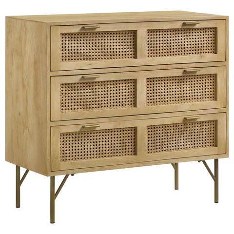 Coaster Zamora 3-drawer Accent Cabinet Natural and Antique Brass Model 959579
