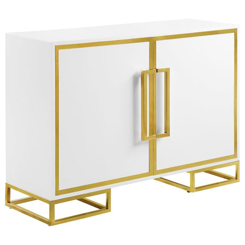 Coaster Elsa 2-door Accent Cabinet with Adjustable Shelves White and Gold Model 959594
