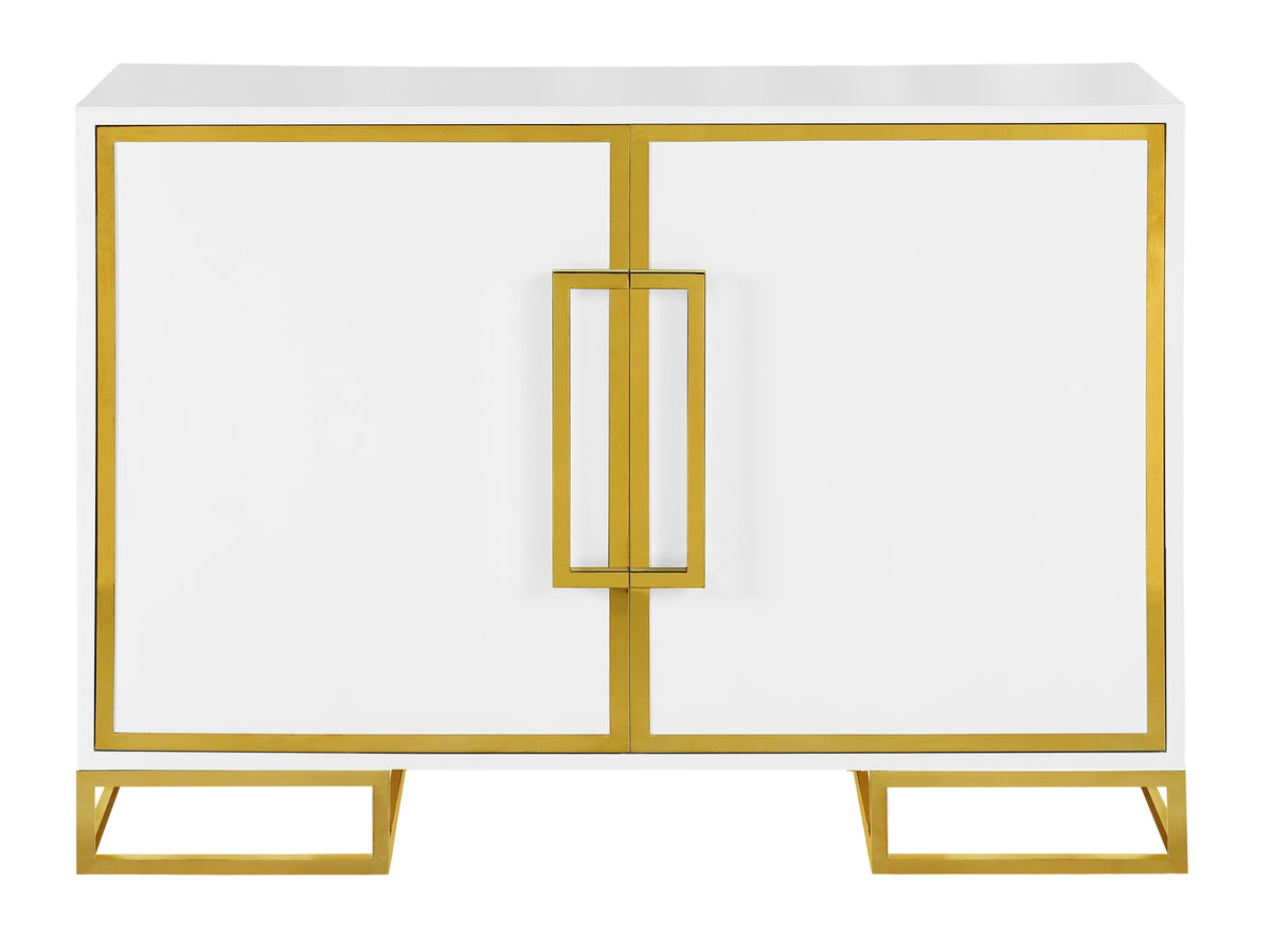 Coaster Elsa 2-door Accent Cabinet with Adjustable Shelves White and Gold Model 959594