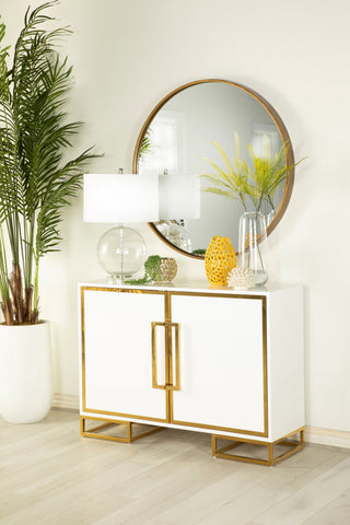 Coaster Elsa 2-door Accent Cabinet with Adjustable Shelves White and Gold Model 959594